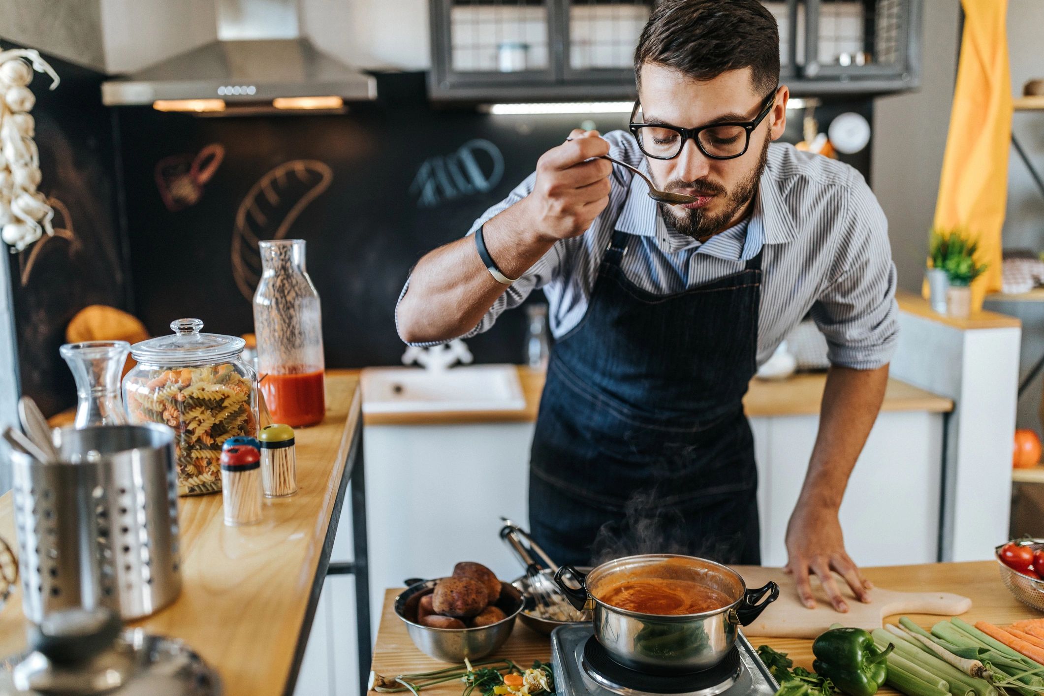personal chef cooking healthy meal vibrant kitchen