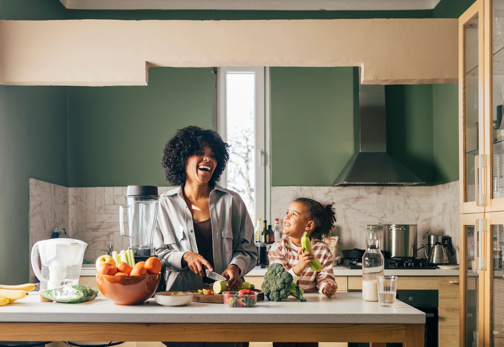 colorful healthy food family kitchen