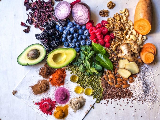 Colorful vegetarian dishes