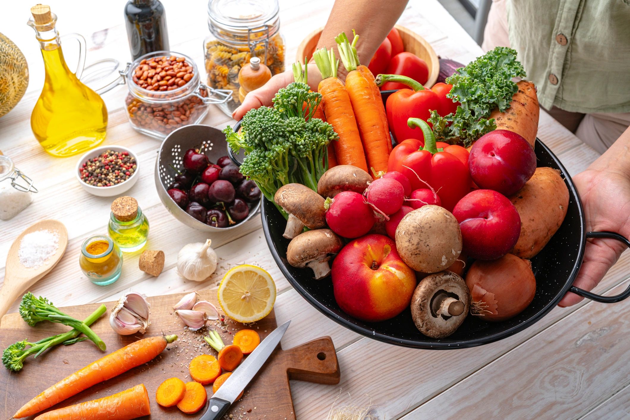 Colorful vegetarian dishes